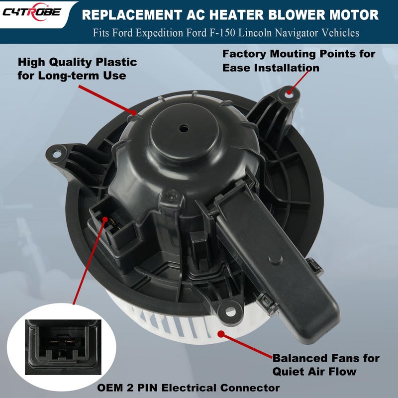 CYTROBE AC Heater Blower Motor HVAC with Fan Cage Compatible with 2009-2014 Ford F150, Ford Lobo, 2009-2017 Ford Expedition, 2009-2017 Lincoln Navigator Replaces PM9364, 700237, AL1Z19805A, CL1Z19805A, 75873 - Image 5